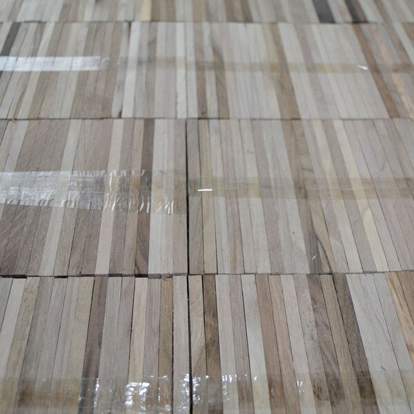 Industrieparkett asiatischer Nussbaum | roh, Standard, folienverklebt | 250x10x20mm