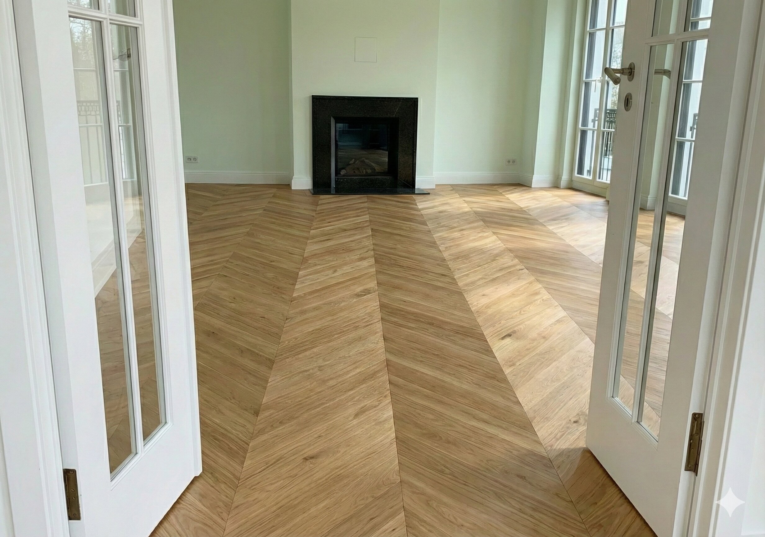 Verlegerichtung in breiten Räumen