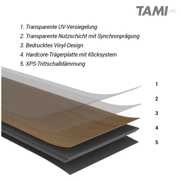 Vinylboden Otama 454 Fliese beige Klicksystem 5,5mm SPC-Träger TAMI Life