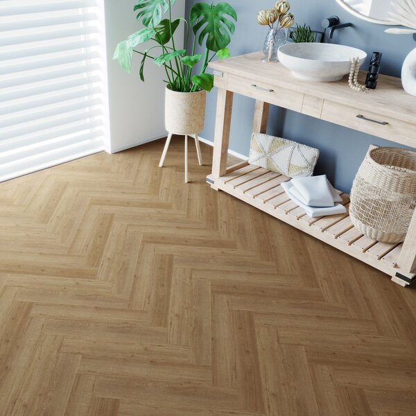 Fischgrät Vinylboden Lalona 455 Eiche braun Klicksystem inkl. Trittschalldämmung 5,5mm SPC TAMI