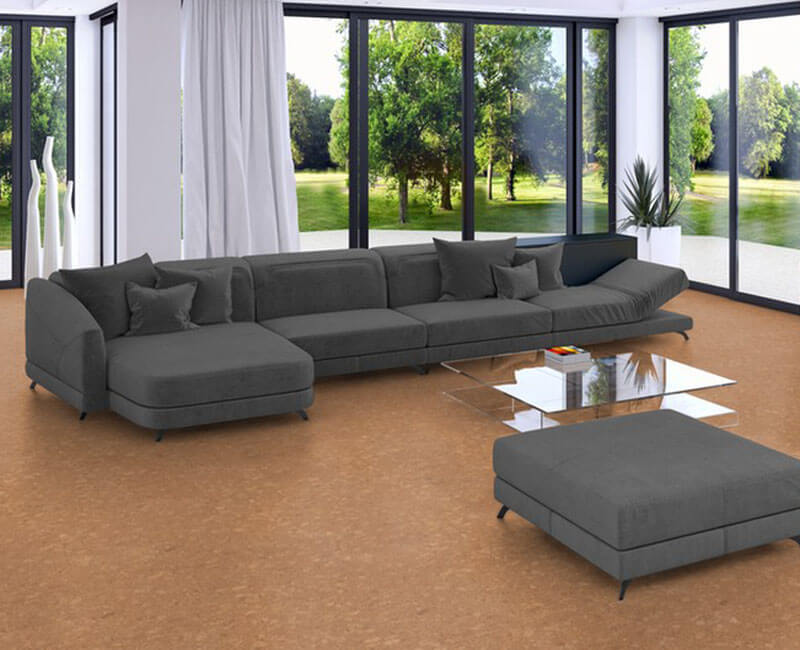 Wohnzimmer mit Korkboden