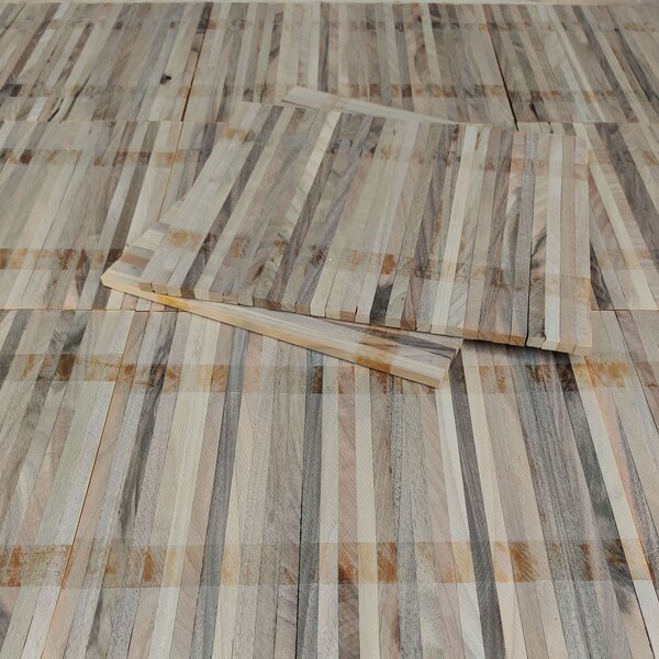 Industrieparkett europäischer Nussbaum | roh, Standard, folienverklebt | 250x10x8mm
