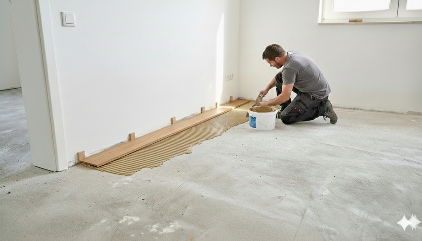 Verlegerichtung in breiten Räumen