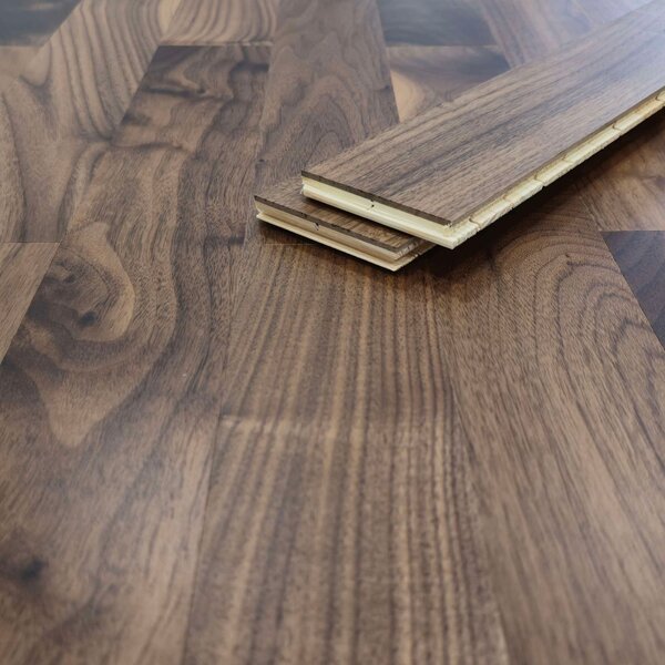 Einzelstabparkett Esbly Nussbaum amerikanisch lackiert Nut/Feder 10mm Natur