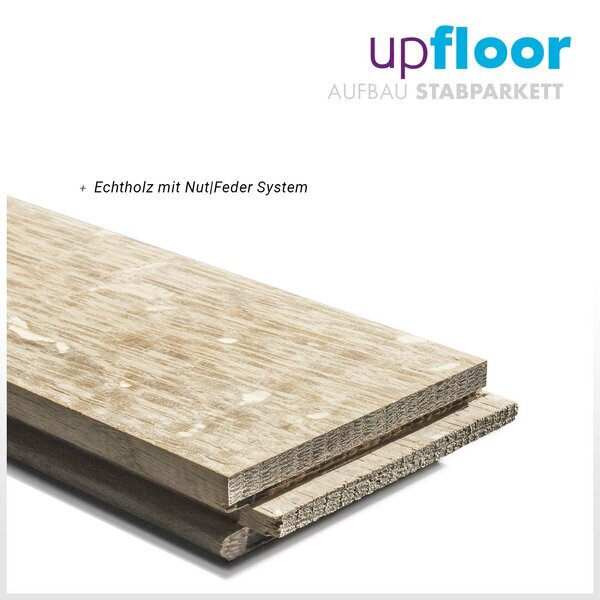 Stabparkett massiv Eiche Naturell 450x70x16mm Upfloor